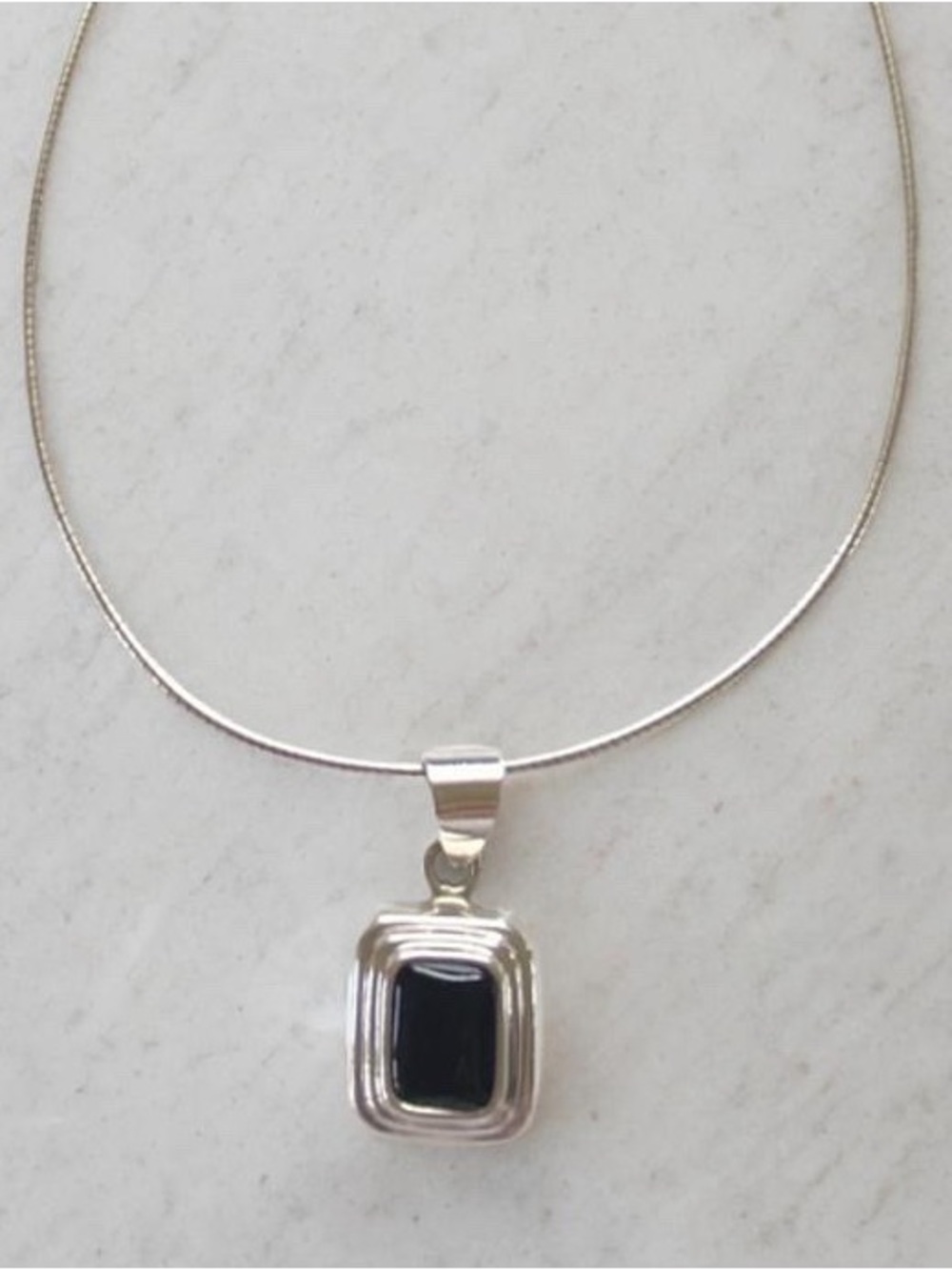 Silpada Sterling Silver Black Pendant and Omega Necklace 16 “inches